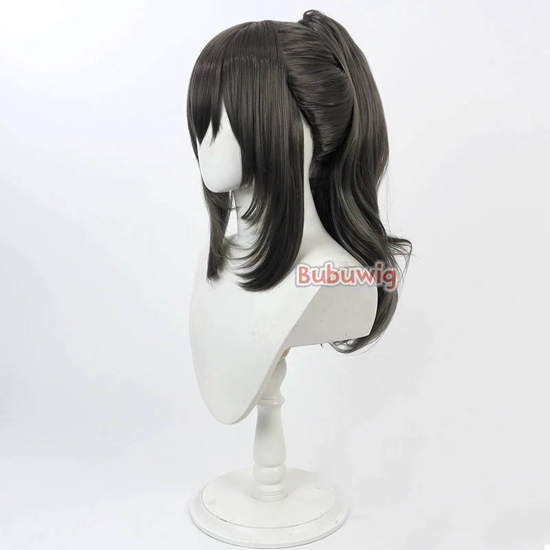 Bubuwig rambut sintetis Trailblazer Wig Cosplay Honkai: Star Rail Trailblazer 60cm Wig ekor kuda abu-abu gelap bergelombang tahan panas