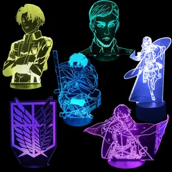 Attack on Titan Cartoon Eren Jager 3D Visual Night Lights LED Levi Night Lamp Mikasa Ackerman Anime lampada che cambia colore