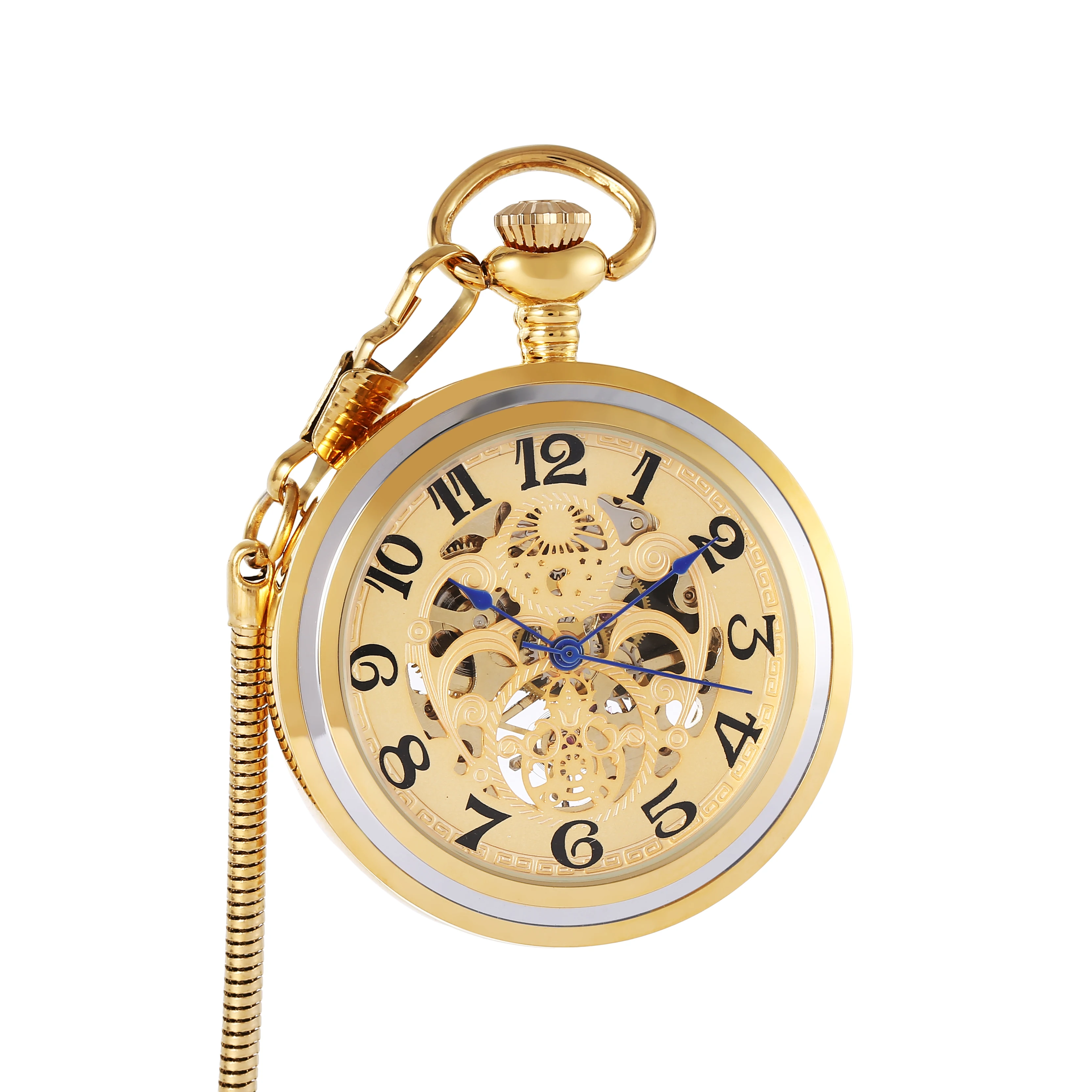 New retro classic pocket watch hollowed out luminous no flip cover pendant waist chain semi-automatic mechanical pocket watch