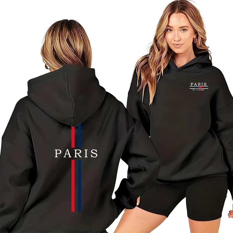

Paris Fashion Hoodie for Woman High Quality Hooded Long Sleeve Loose Pullover Female Home Outdoor Comfort Warm Casual Sweatshirt