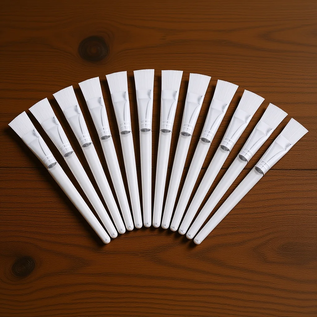 12PCS Crystal Rod Face Mask Brush Transparent Handle Makeup Applicator Skincare Tools Long Brush Set Professional Home Use