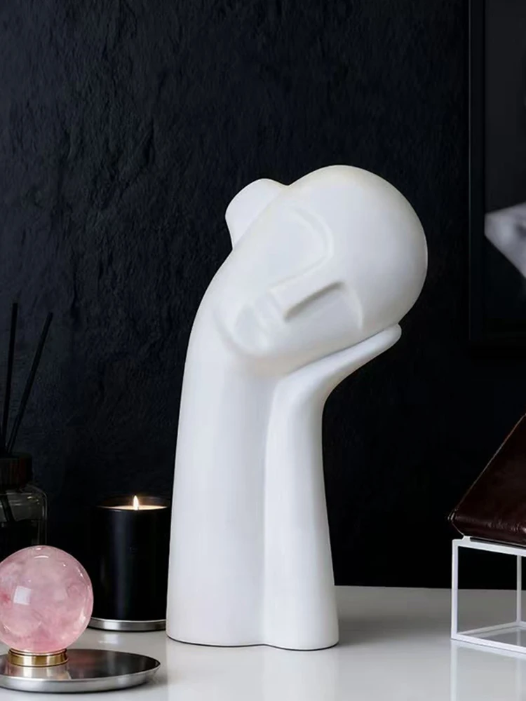 Nordische Abstrakte Kontemplations-Denker-Porträt-Skulptur Dekorative Kunst Hochwertige Luxus-Heimdekoration Geschenk – Detail 3