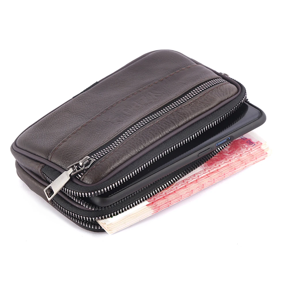 

Fashion Men Solid Color Belt Wallet Casual Male Mini Cowhide Leather Fanny Packs Clutch Waist Bag Wallets Purse