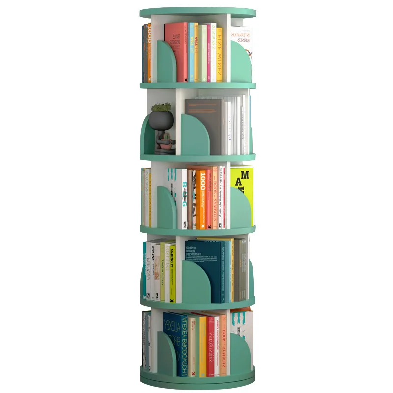 Rotating bookshelf 360 degree bookcase floor shelf simple multi-layer creative home student bookshelf