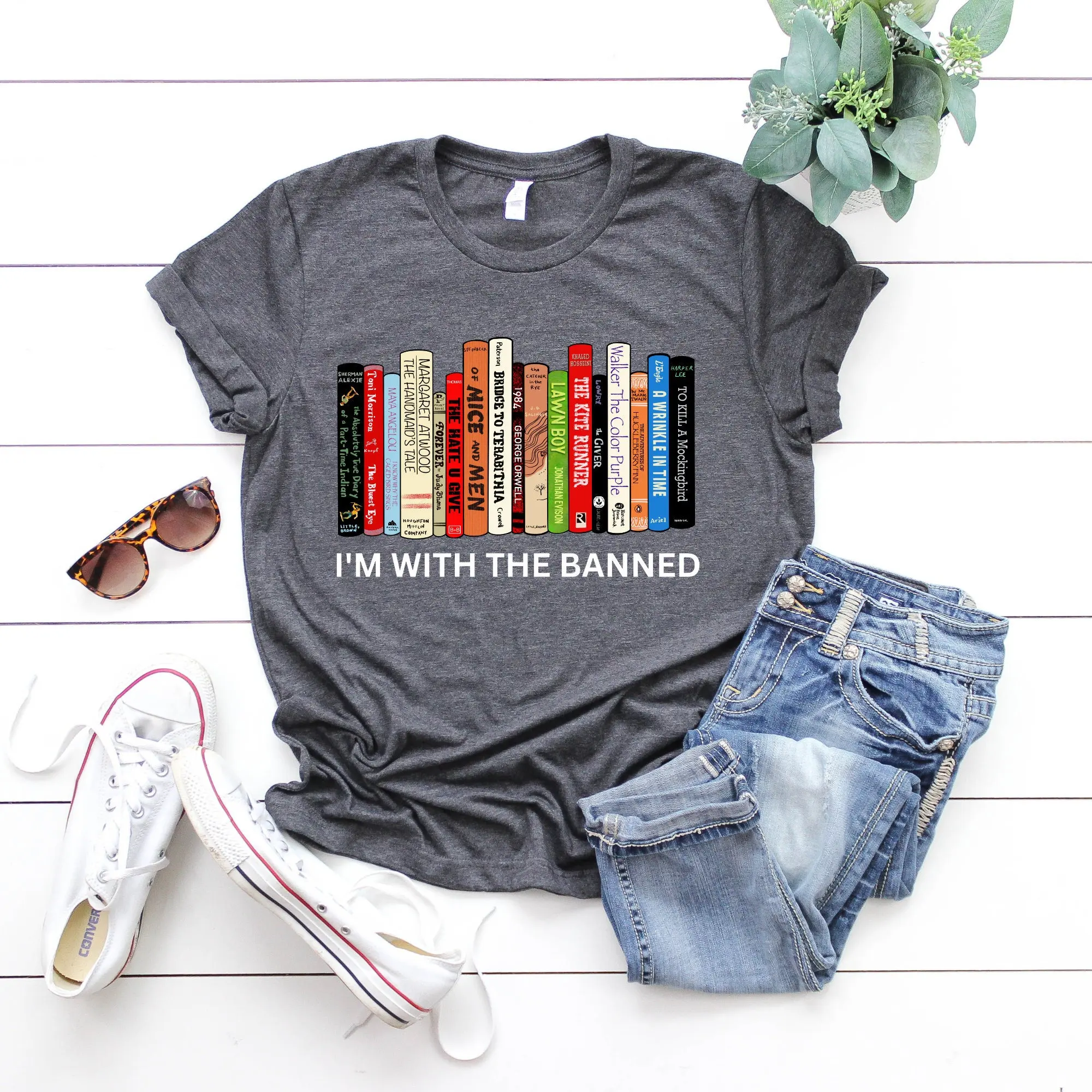 I'm With The Banned Books T Shirt SweaT Super Soft Premium Reading Librarian