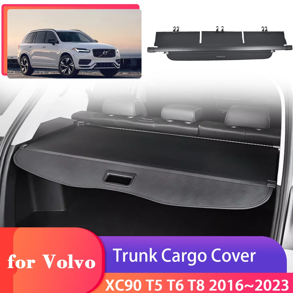 Trunk Cargo Cover for Volvo XC90 T5 T6 T8 2016~2023 Rear Tray Racks Luggage Security Shield Curtain Partition Privacy Accessorie