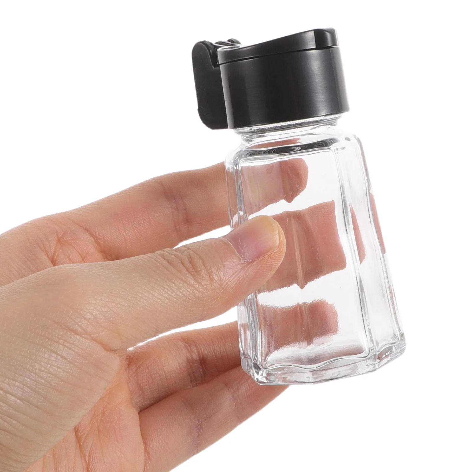 

5Pcs Kitchen Seasoning Bottle Clear Glass Jars with Black Lids for Spices Salt Pepper Storage Modern Countertop