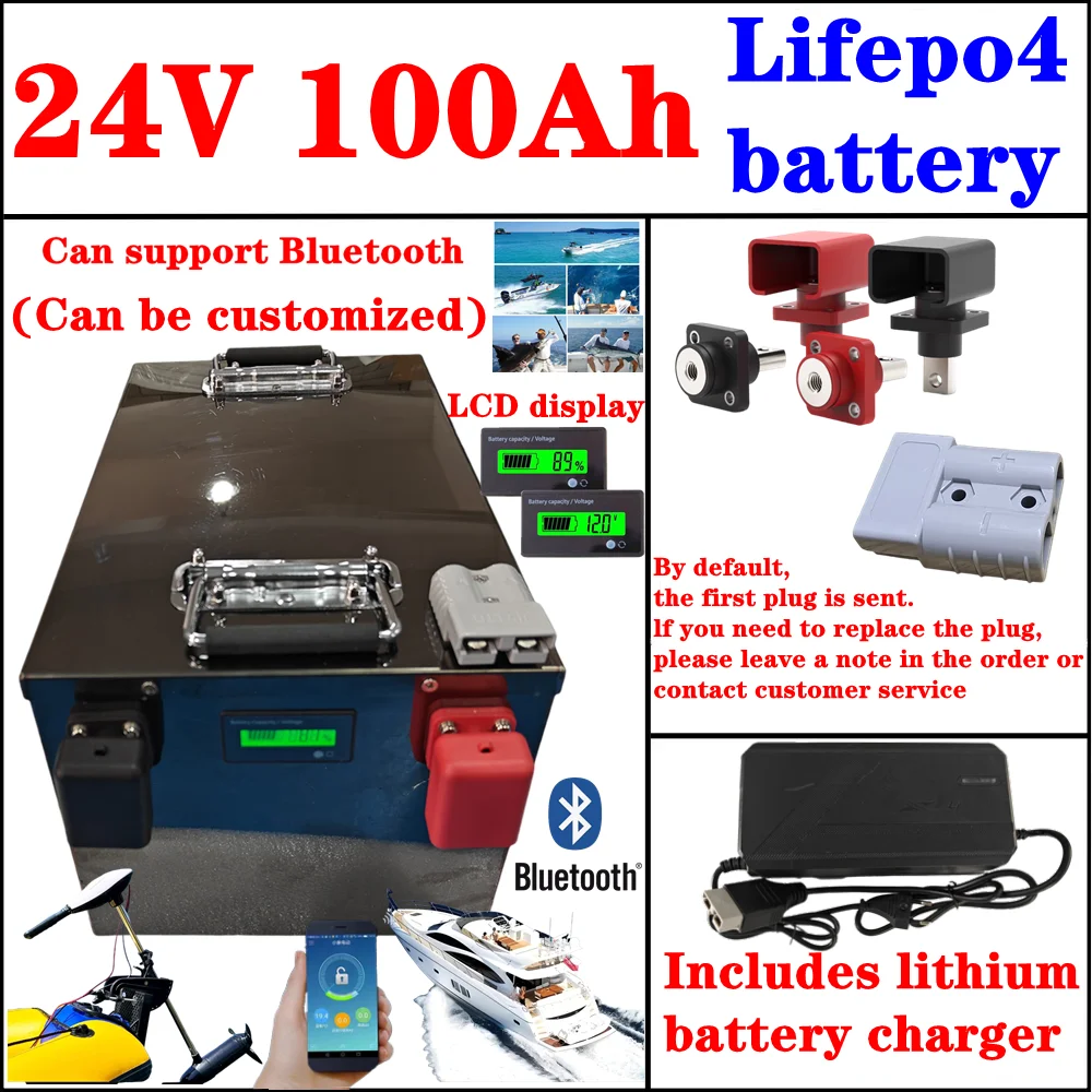 PP 2000 cycles PP 24V 100Ah Lifepo4 lithium battery pack BMS with bluetooth for solar energy storage power tools inverter