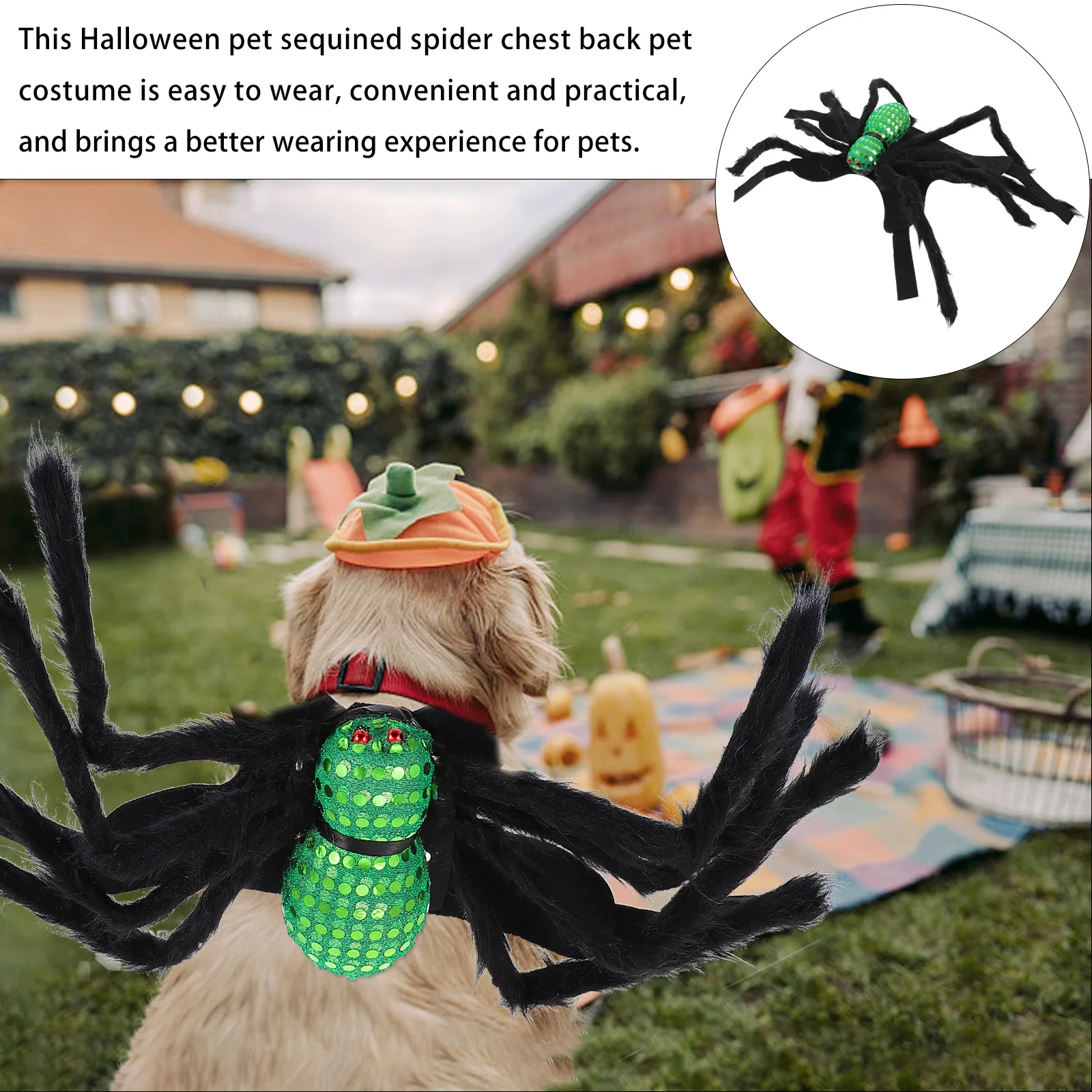 

1Pcs Pet Clothing Spider-Shaped Halloween Costume Unique Cosplay Dress Durable Comfortable Pet Supplies Dog Harness
