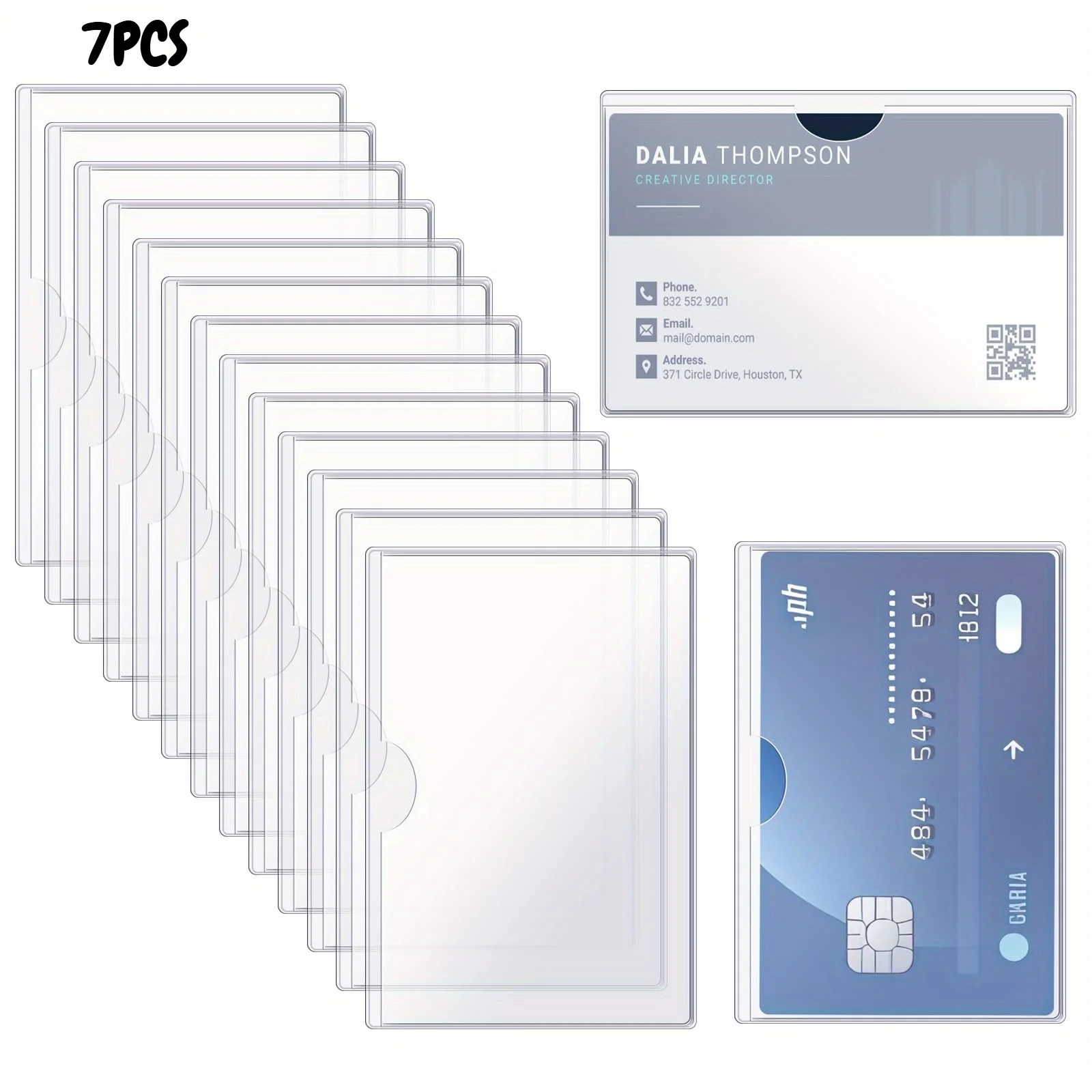 

Набор из 7 защитных чехлов для карт из ПВХ, сверхпрочные, устойчивые к царапинам, прозрачная защита, для кредитных и транспортных карт.