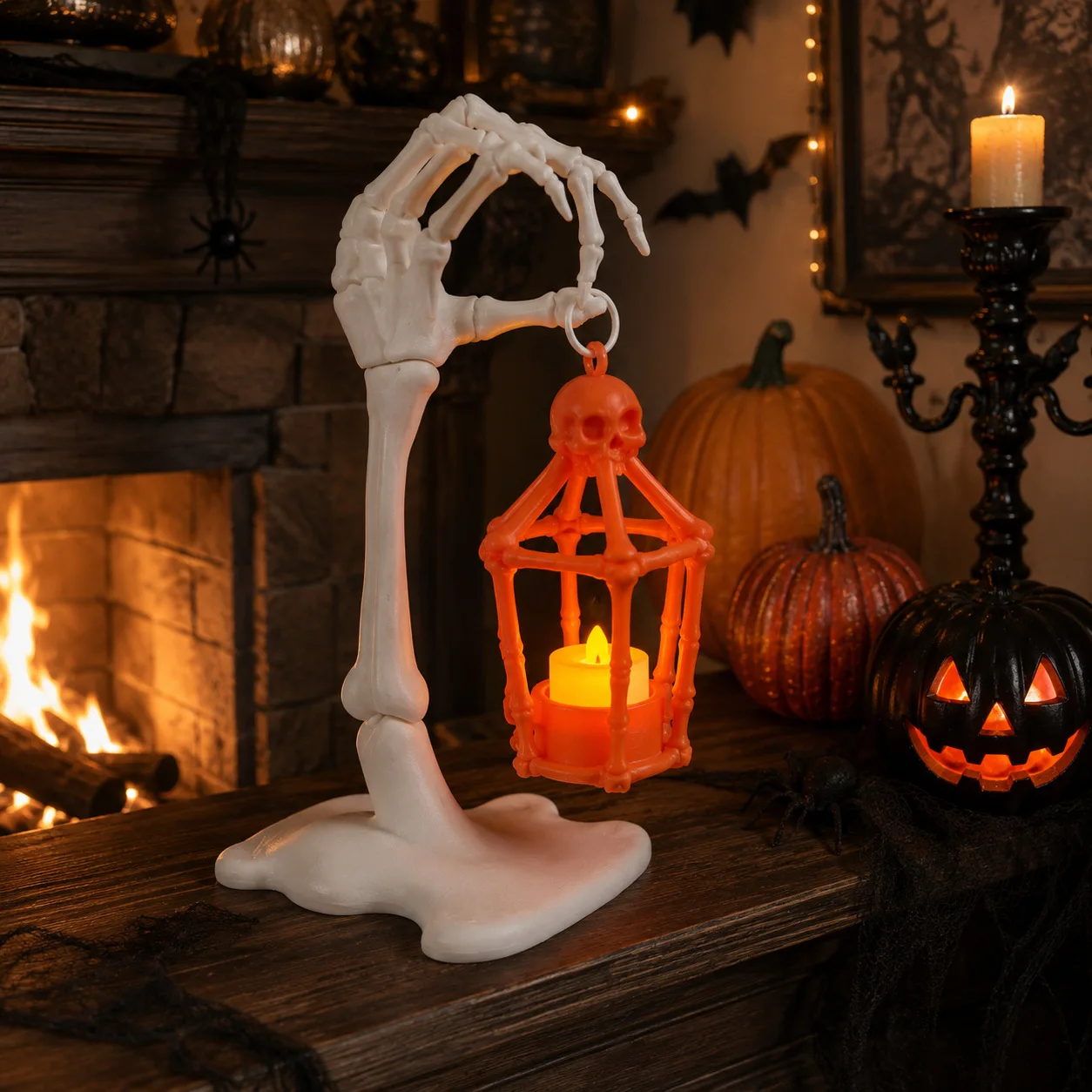 Halloween Skull Portable Lamp Decoration Ornament LED Electronic Candle Light, Party Arrangement Props Candles Home Decoration