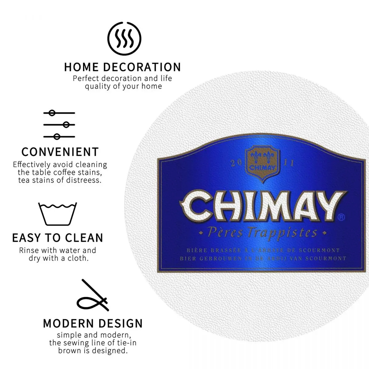 Chimay Logo Coasters Kitchen Placemats Waterproof Insulation Cup Coffee Mats For Decor Home Tableware Pads Set of 4 - view 6
