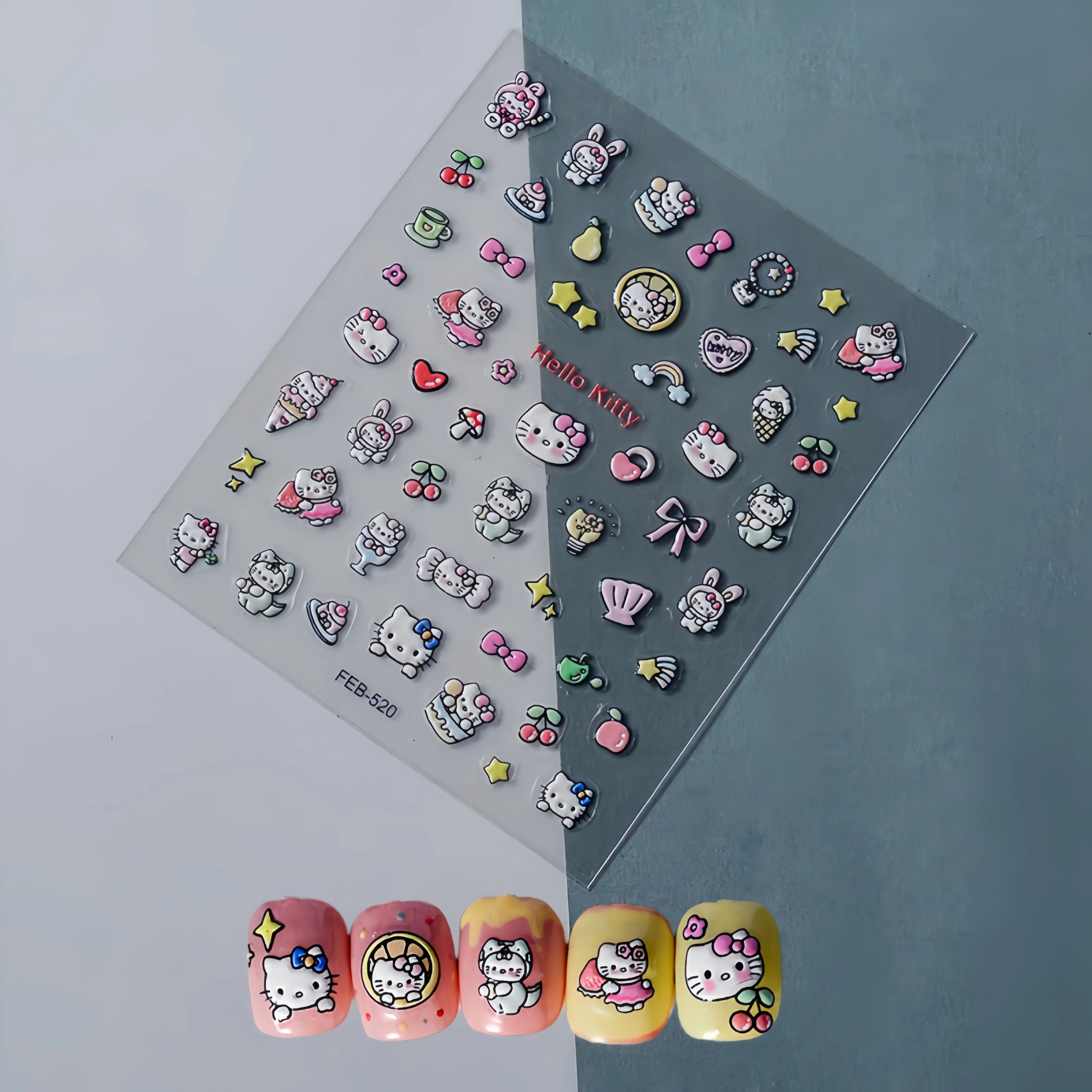 Pegatina de dibujos animados 5D Sanrio, todos los personajes tienen diferentes estilos, pegatina DIY de Hello Kitty, etc., calcomanías para uñas de la serie a todo Color