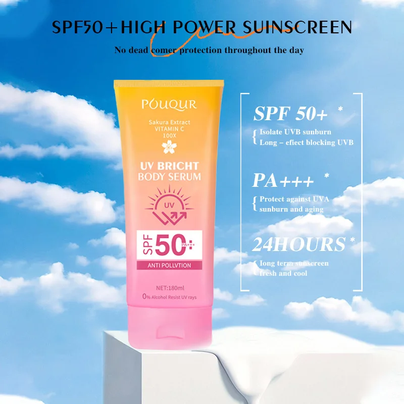 

Lightweight Moisturizing Sunscreen Primer Cream with Sakura Whitening Essence for Body Makeup Base Long-Lasting SPF Protection