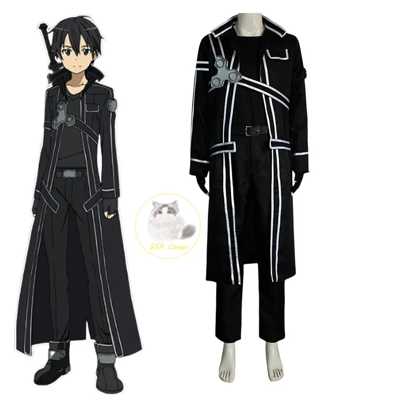 Anime Sword Cos Kirito Kazuto Kirigaya Cosplay Costume Art Online Jacket Shirt Pants Wysokiej jakości strój w dowolnym rozmiarze dla kobiet i mężczyzn