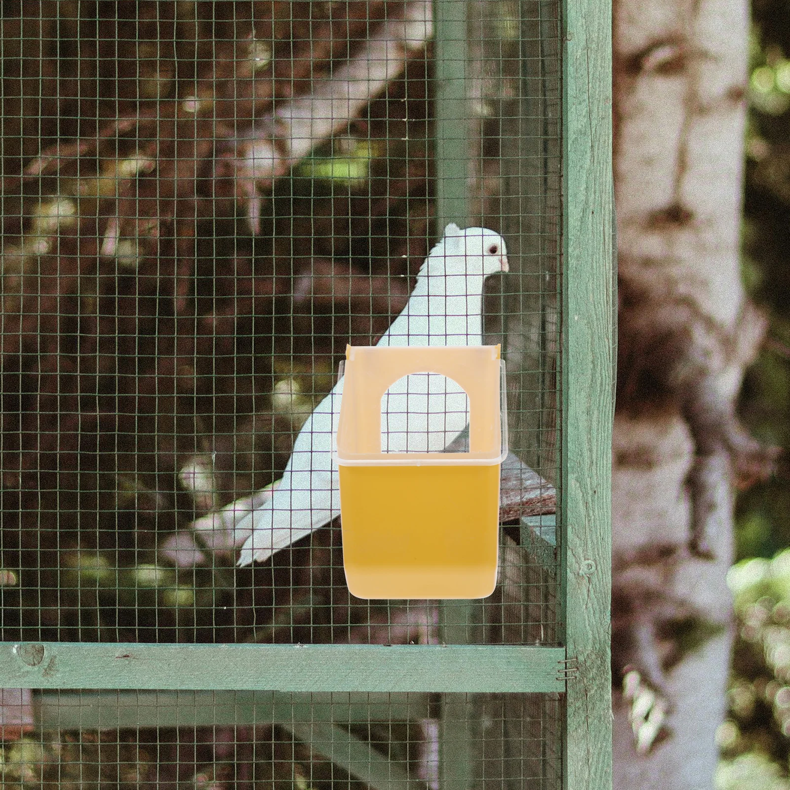 

2Pcs Hanging Pigeon Feeder with Lid Easy Install Cage Food Dispenser Reusable Bird Small Poultry Feed Storage Container