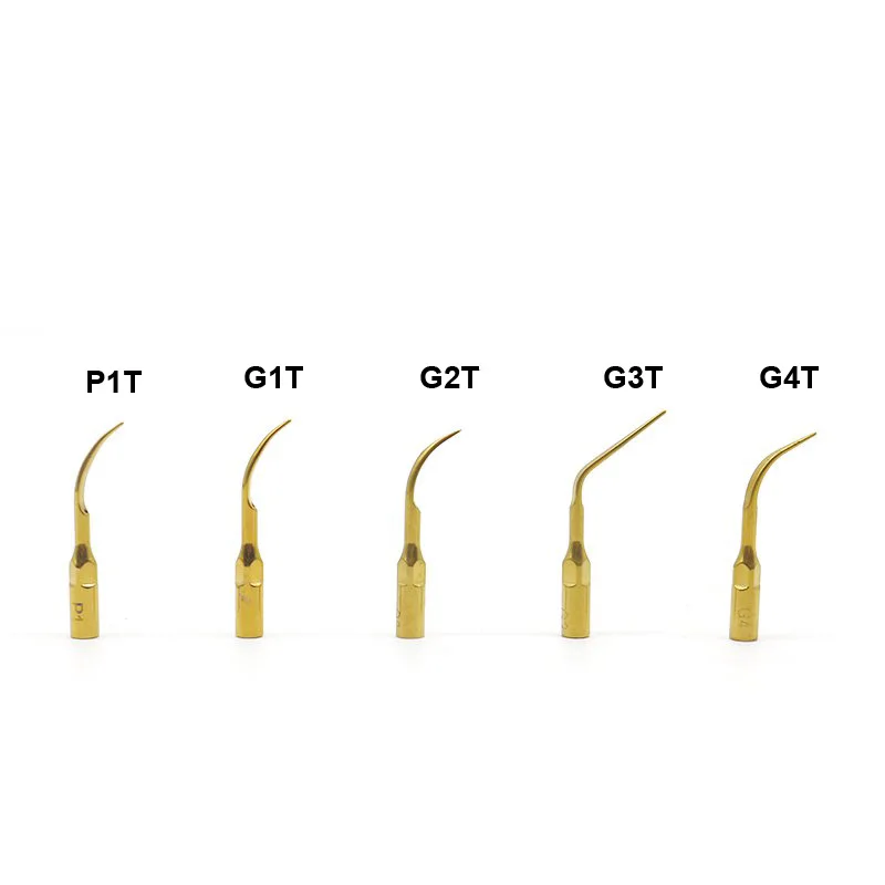 5Pcs/lot Titanium Gold Dental Ultrasonic Scaler Tips G1T G2T G3T G4T P1T P3T For EMS Woodpecker VRN Scaler Handpiece