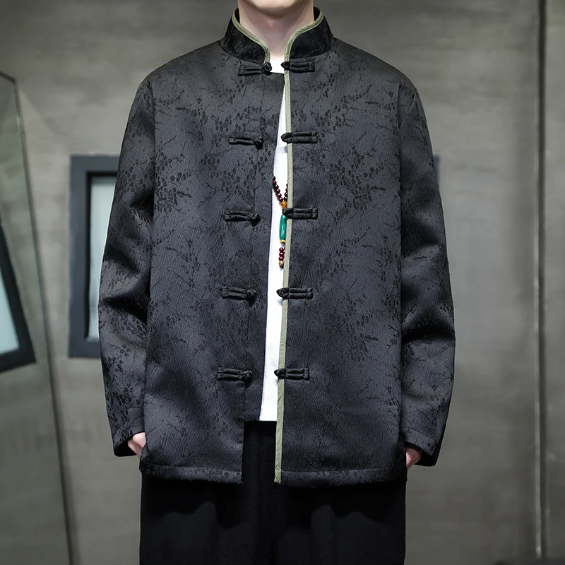 

Loose Men's Hanfu Jaet Long Sve Embroidered Pattern Traditional Chinese Sle Outerwear Autumn Winter New Arrival
