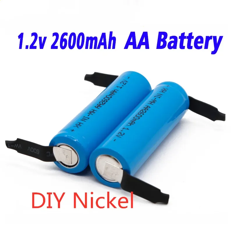 100% Original AA Akku 1,2 V 2600mah AA NiMH Batterie mit Solder Pins für DIY Elektrische Rasierer zahnbürste spielzeug