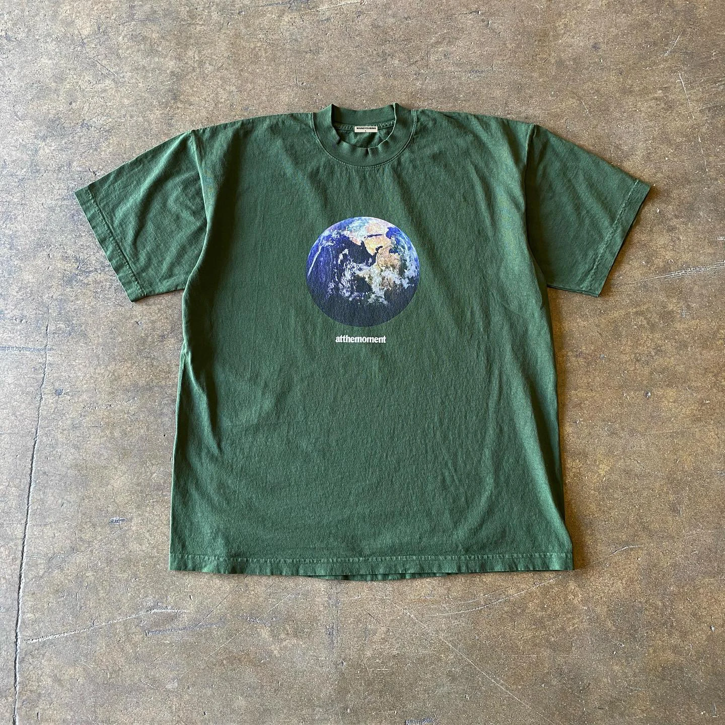 Green Earth Pattern Couple Sport Fitness Short Sleeve T-Shirt Men's Loose Fit Shoulder Width Youth Summer round Neck Top