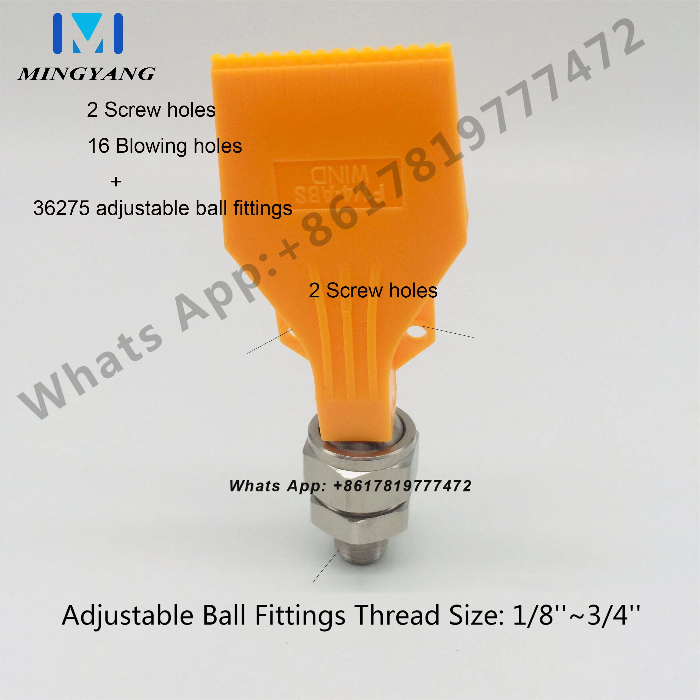 

Plastic 727-15 Wind Jet Air Nozzle Two Screw Hole 1/4" BSPT 16 Holes Compressed Flat Fan Nozzle With Adjustable Ball Fittings