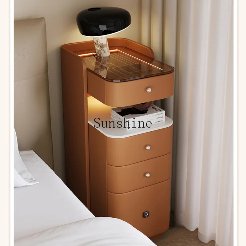 Intelligent four-chest cabinet, multi-functional glass fingerprint lock, small crack household simple bedroom storage