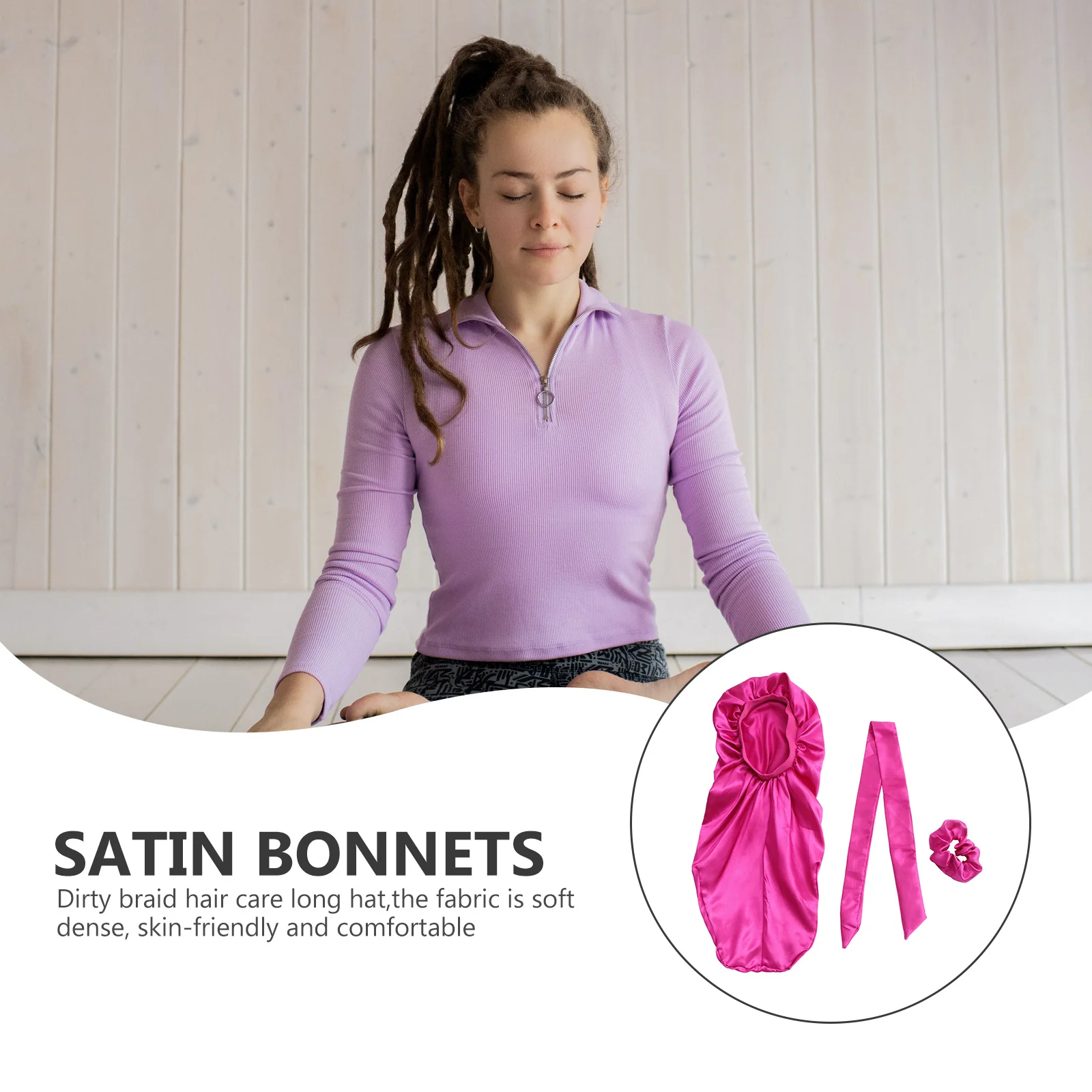 

3Pcs Satin Bonnet Elastic Band Sleep Cap Long Hair Night Sleeping Hat One Size Fit All Hair Protection Cover Soft Lightweight