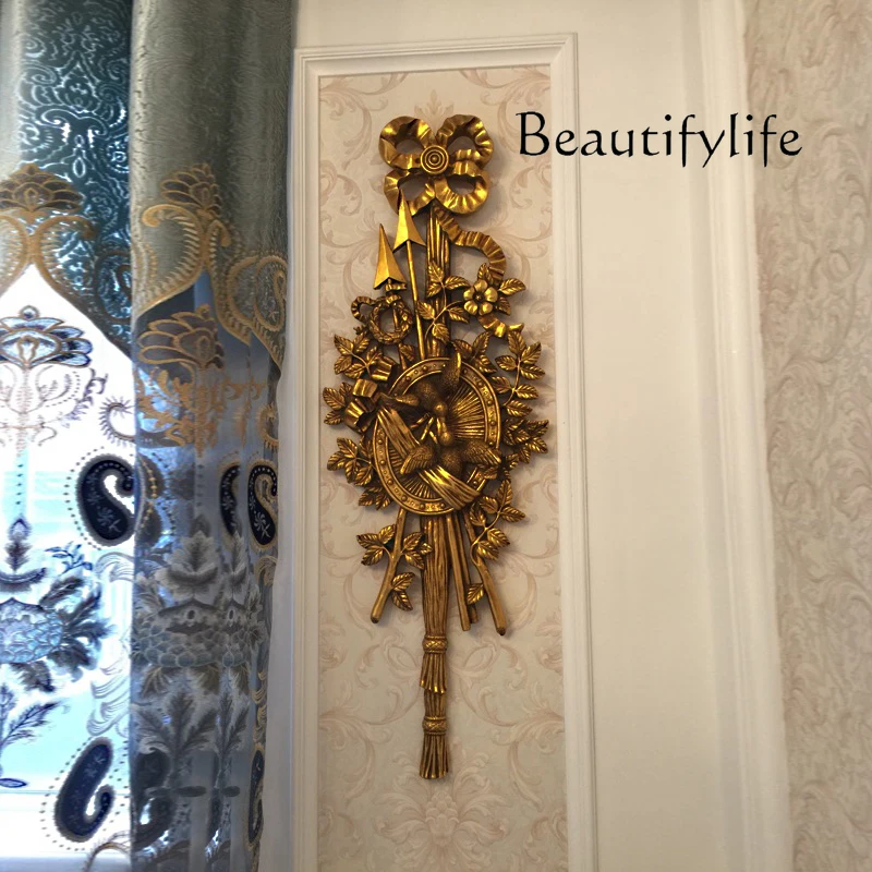 Oujing Home Furnishing French Baroque Wall Pendant Living Room Entrance Corridor Wall Hanging Carved Wall Ornament