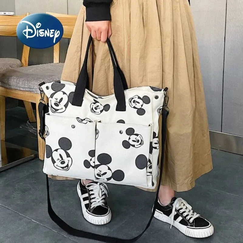 Disney Mickey yeni kız çanta karikatür kız bir omuz Crossbody lüks marka kız çocuk çantası tuval moda büyük kapasiteli