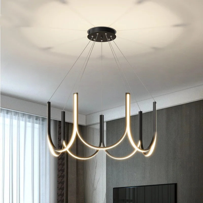 Modern U Shape Ceiling Chandeliers for Living Room Dining Room Bedroom LED Pendant Lights Luxury Home Decor Hanging Lamps