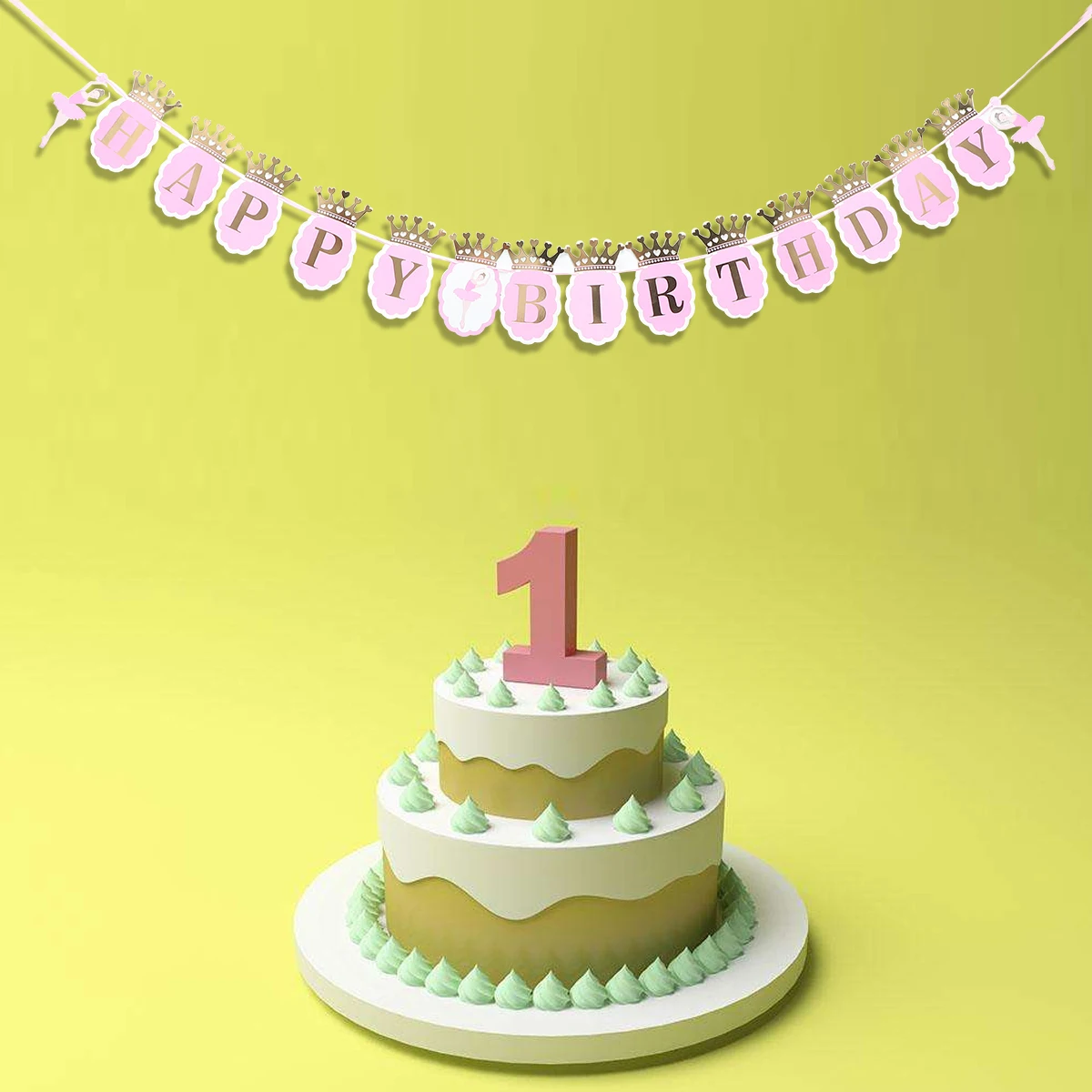 

36M Birthday Party Banner Happy Theme Decor Paper Bunting Latte Flowers Special Letter Design Wall Window Table