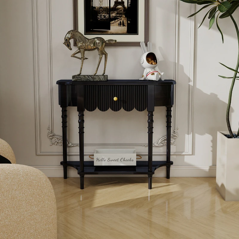 

black elegant entrance table French wood mid-century art console tables living room mesa de centro sala elegante home furniture