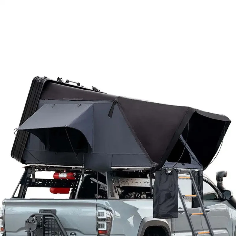 High Quality 4 Person Four-Season Double Layer Aluminum Clamshell Waterproof Canvas Rooftop Tent For Camping Car - view 2