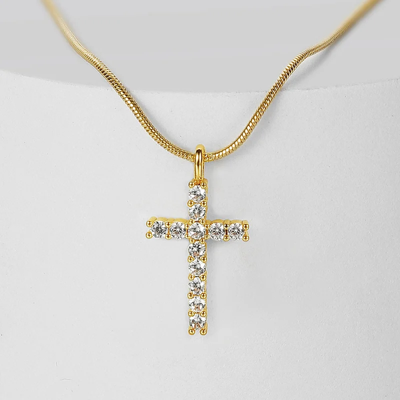 IFKM Fashion Female Cross Pendants Dropshipping Gold Color Crystal Cross Pendant Necklace Jewelry For Men/Women 2023 Gift