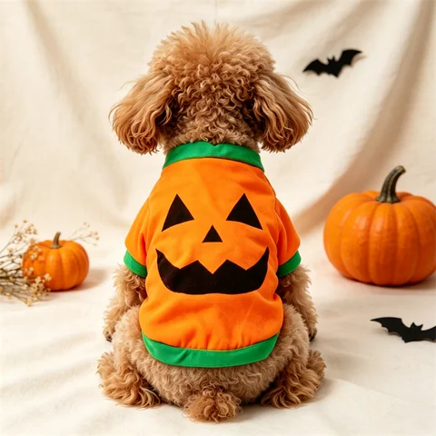 1pc Pet Dog Halloween Pumpkin Costume Cute Animal Themed Clothing for Dogs