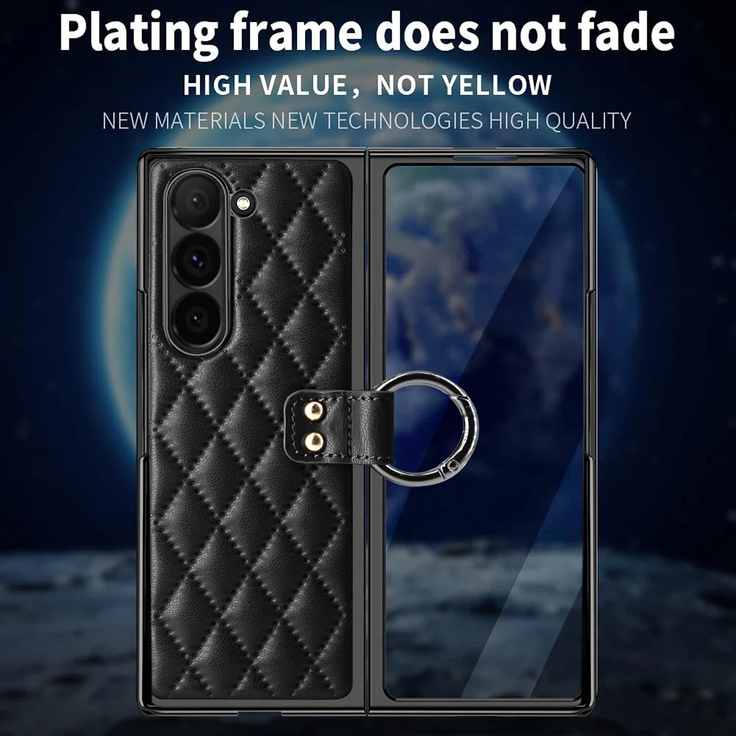 럭셔리 비즈니스 슬레 향기 링 도금 폴리크롬 여성용 삼성 갤럭시 Z 폴드 7 6 5 4 3 보호 케이스