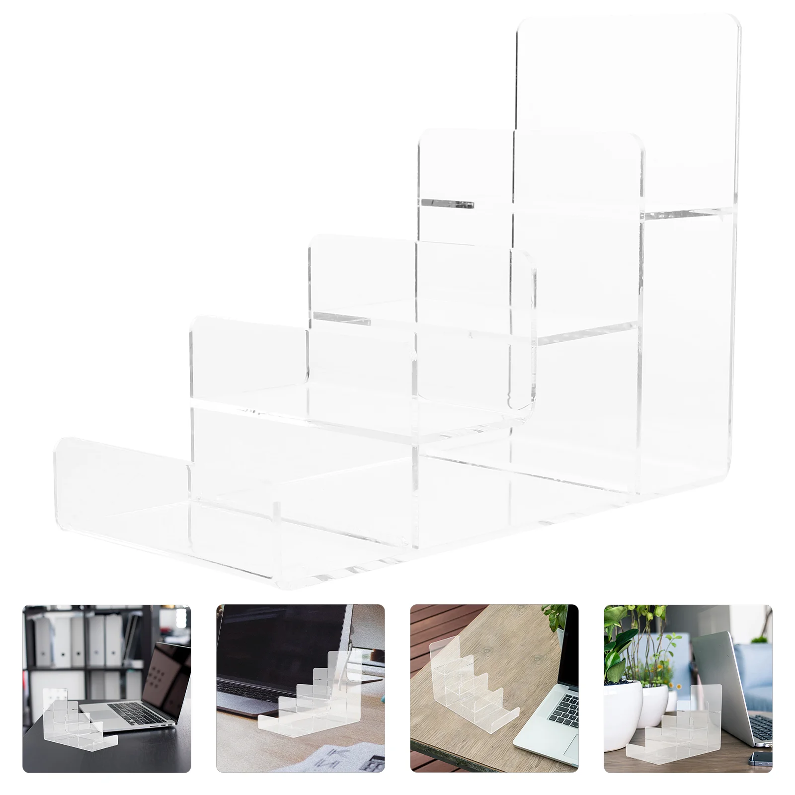 4 Tier Display Stand Wallet Clear Riser Shelf Acrylic Holder Purse Handbag Rack Figures Desktop