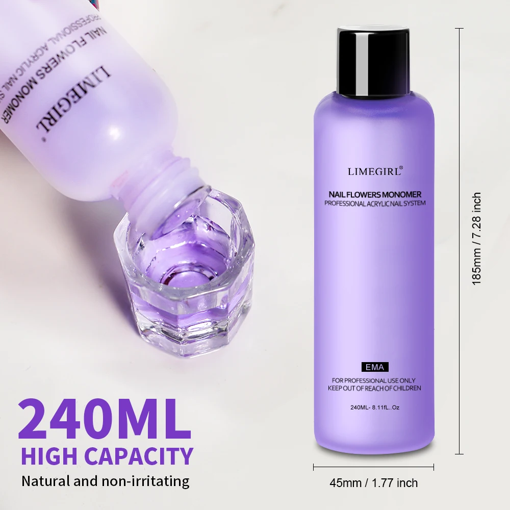 네일 아크릴 리퀴드 모노머 크리스탈 40ml/75ml/120ml/240ml 네일 아트 아크릴 파우더 연장 전문 매니큐어용