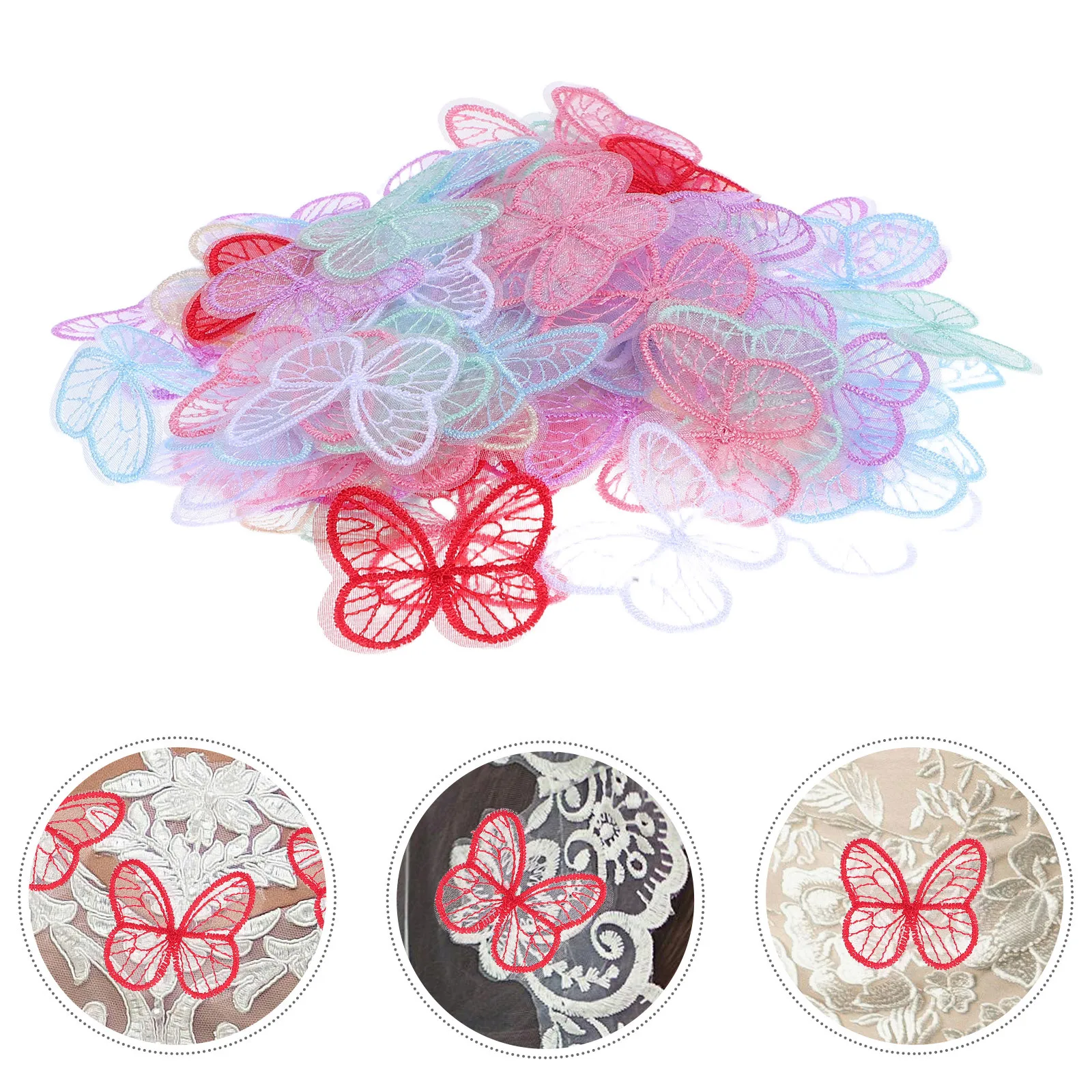 

100Pcs Lace Butterfly Applique Embroidered Patch for Wedding Dress Embellishments Bridal Gown DIY Clothing Decoration Sewing