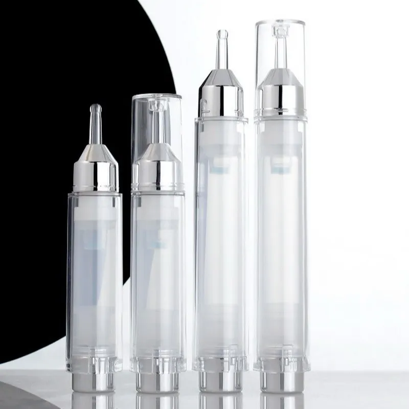 100 szt. Butelki z pompką bezpowietrzną DIY 5/10/15 ml Puste Wielokrotnego Użytku Wysokiej Jakości Podróżne Pojemniki z Pompką do Kremu pod Oczy Olejków Eterycznych