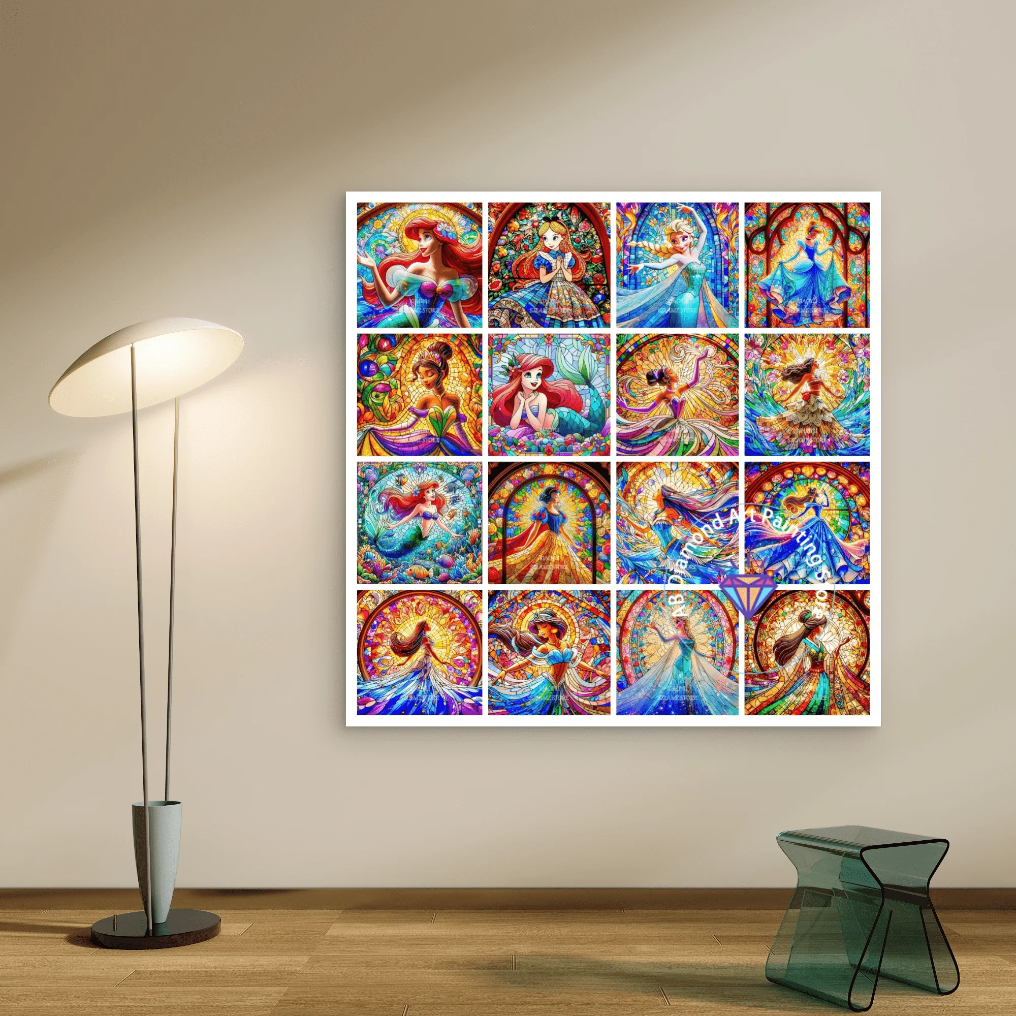 

Cartoon Princess Glass Painting Series AB Diamond Painting Kit 5D DIY Diamond Embroidery Cross Handmade Art Gift Home Decoration