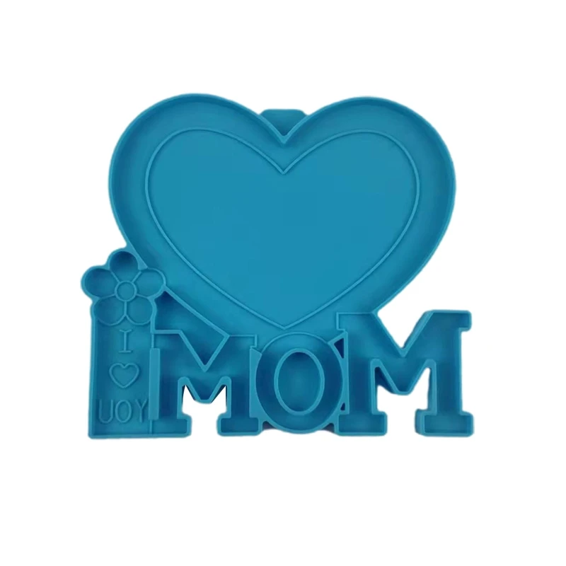 MOM Love Heart Cornice per foto Stampo in resina epossidica UV Cornice per foto Stampo in silicone fai da te