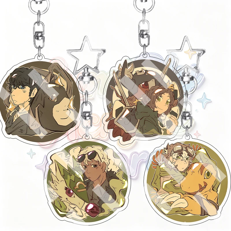 Retro Cartoon Anime Digimon Adventure Peripheral Cute Acrylic Keychain Pendant Taichi Agumon Sora Biyomon Figure Bag Pendant Toy