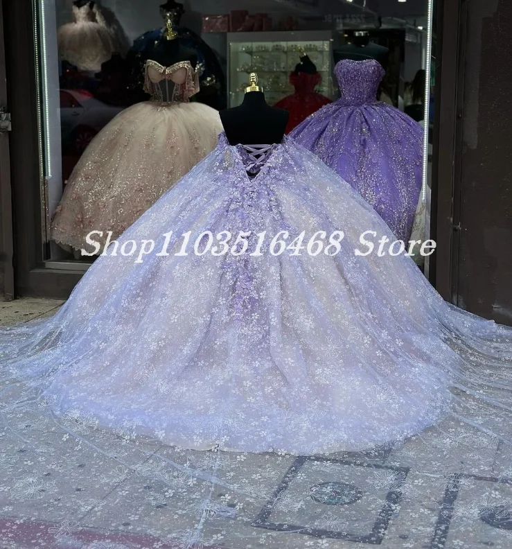 Vestido De Quinceañera púrpura De princesa De ensueño, chal con correa De lentejuelas y tachuelas De cristal, De lujo, 15, 2024, 2024