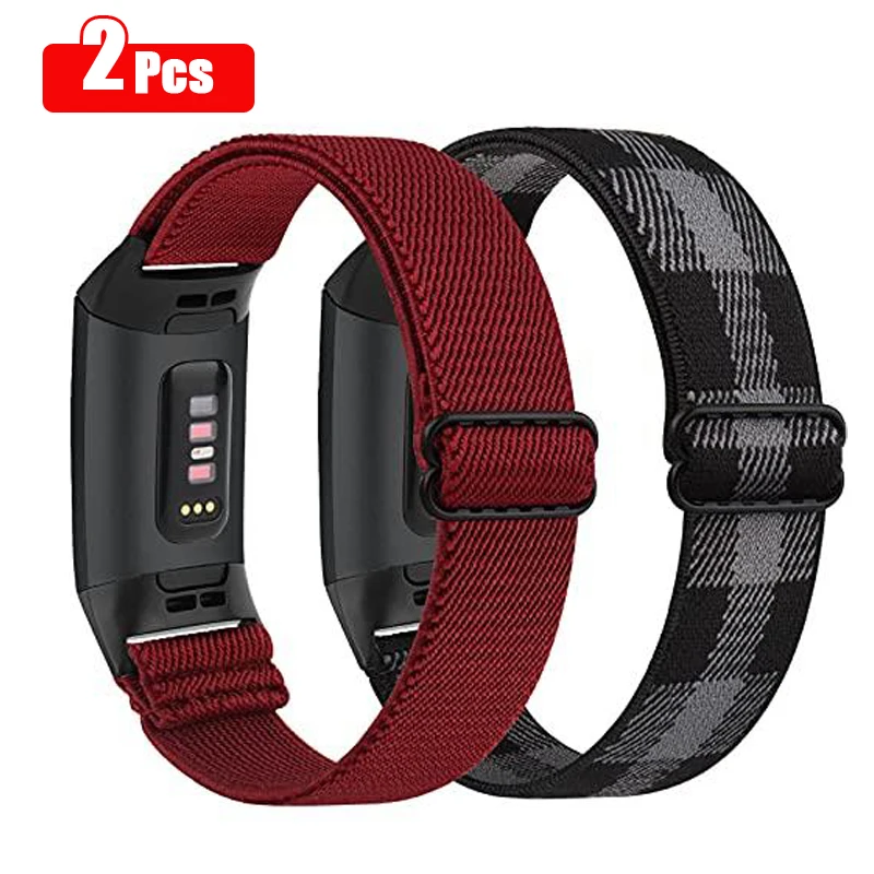 Correa elástica de nailon para reloj Fitbit Charge 4 y 3, 2 unidades/lote, accesorios para Fitbit Charge 3/3 SE