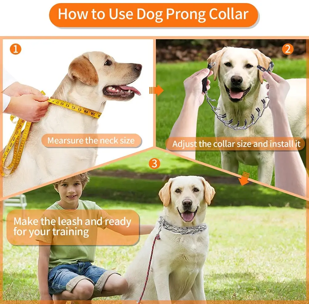 Prong Collar for Dogs, Choke Collar, Pinch Training Collar for Small/Medium/Large Dog with Stainless Steel Links,Buckle,Quick Re