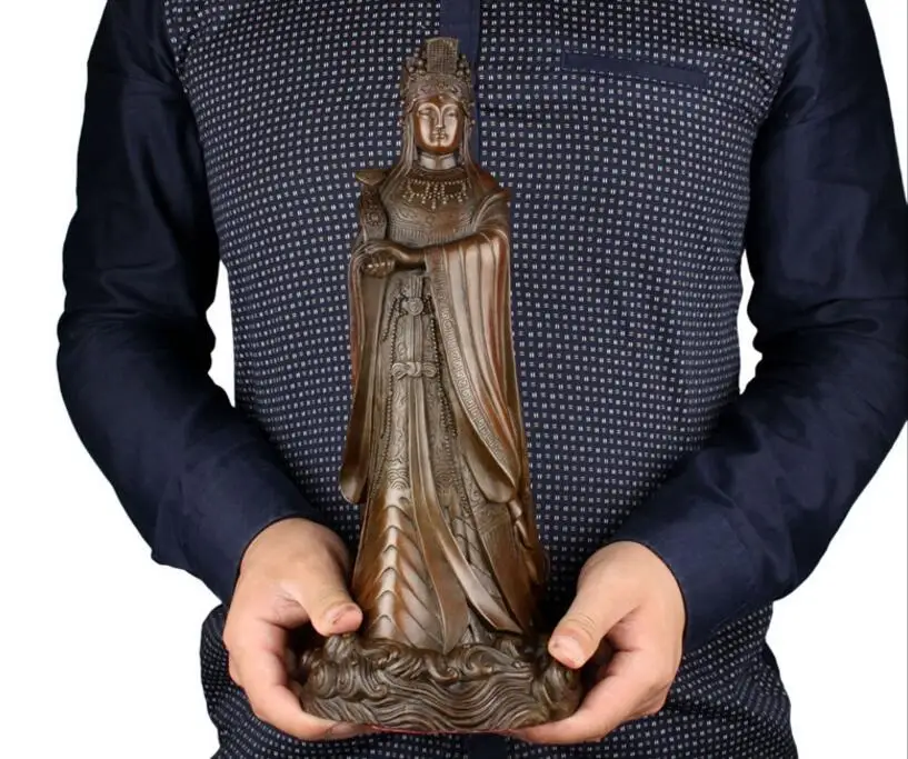 L SIZE--GOOD MAZU statue # family HOME efficacious -Sea God Guanyin bronze statue-bless Safety Health-