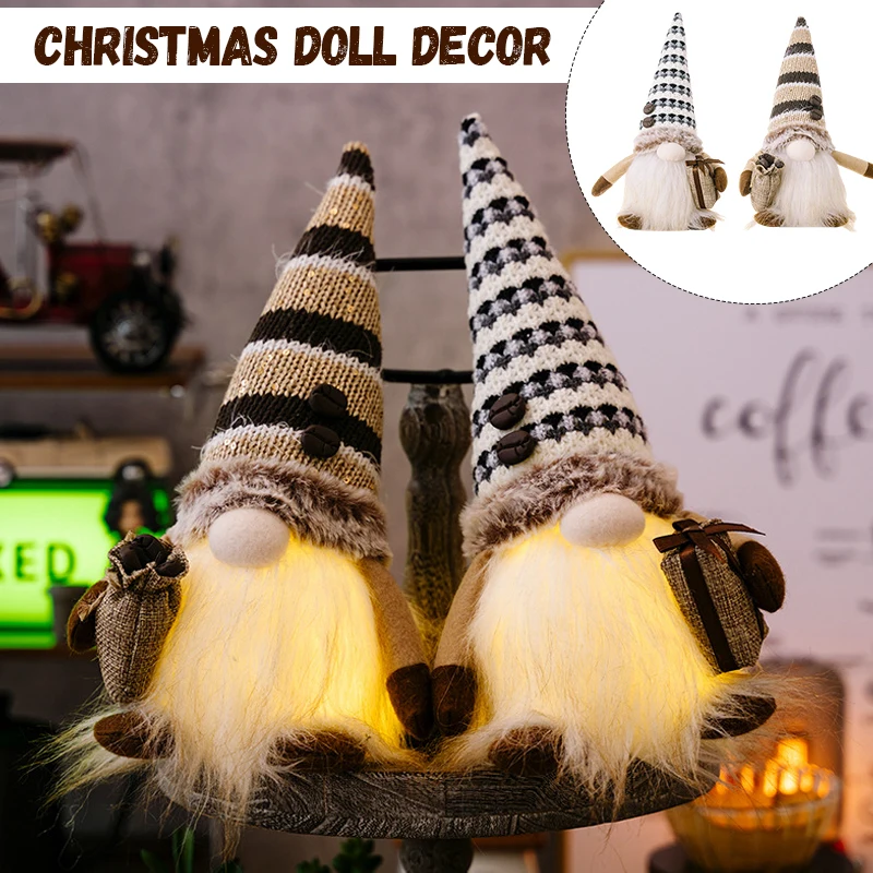 

11In Christmas Doll Ornament with Light X'mas Home Decorations Gifts for New Year Knitted Hat Rudolph Doll Furnishing Articles