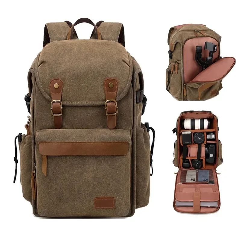 Camera Backpack Large Capacity Micro Single Drone Waterproof Canvas Backpack Multi-functional Professional Photography Backpack