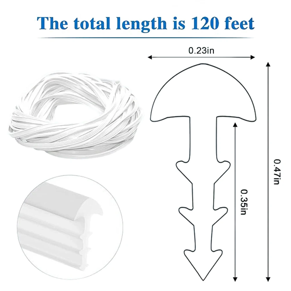 120ft White T Shape Pool Liner Lock With 3 Row Barbs For In Ground And Above Ground Swimming Pool Liner Bead Retainer Track